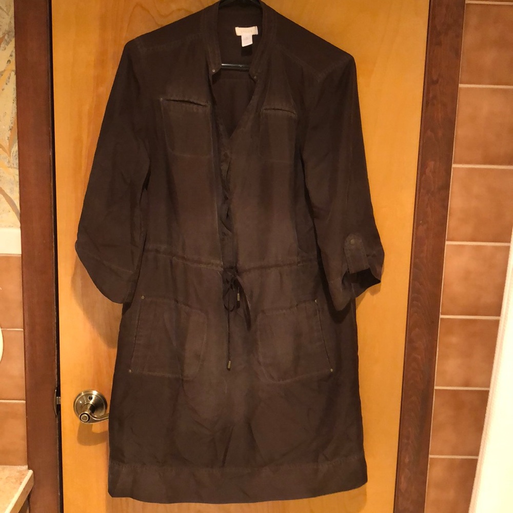 Chico’s 100% silk 3/4 sleeve brown dress